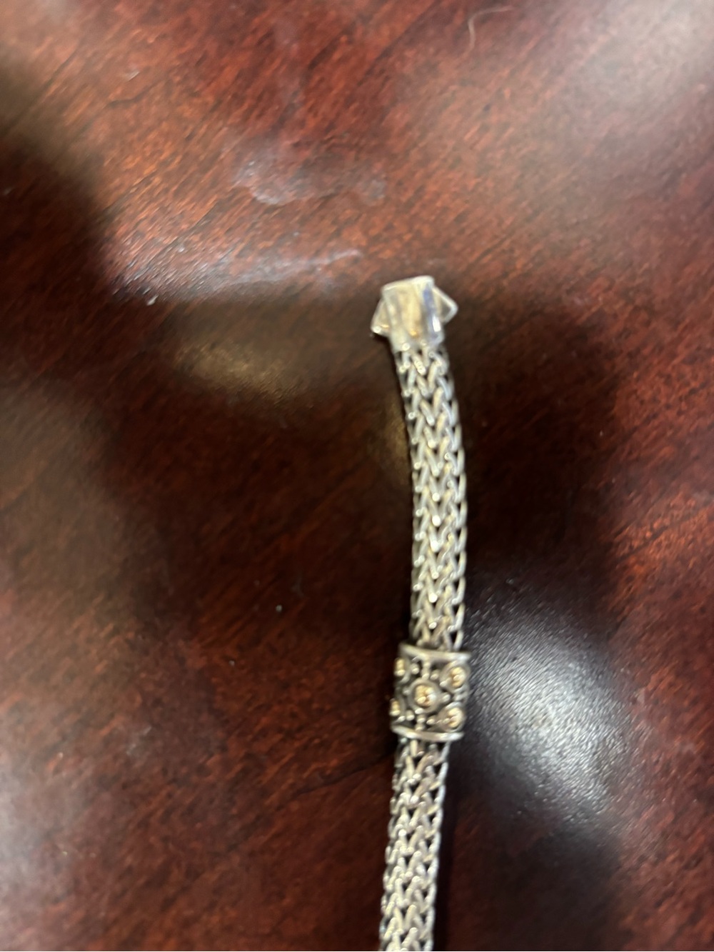 John Hardy Silver and Gold Braided Station Bracelet with Decorative Beads - Picture 8 of 10